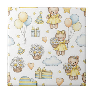 Carreau Modèle de jardin aux marguerites d'ours en peluche