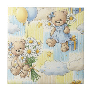 Carreau Modèle de jardin aux marguerites Teddy Bear (11)