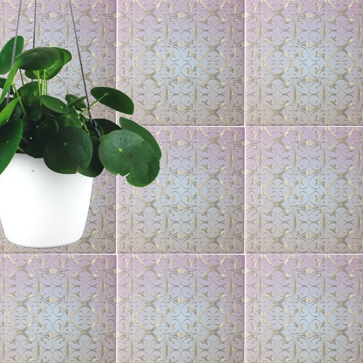 Carreau Modèle De Luxe Baroque Or Damas Sur Pastel Ombre