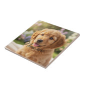 Carreau Modèle de photo de nom d'animal de compagnie simpl (Côté)