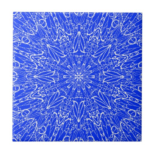 Carreau Modèle de roue d'étoile blanc indigo bleu (Devant)