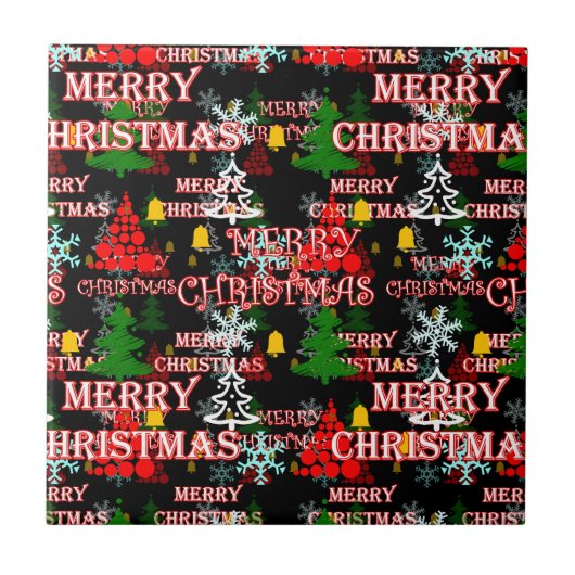 Carreau Modèle de texte décoratif Joyeux Noël (Devant)
