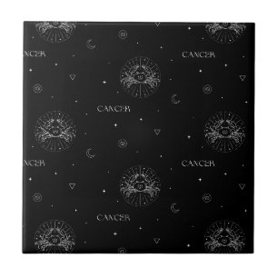 Carreau Modèle de Zodiaque Cancer en Noir et Blanc