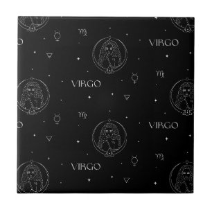 Carreau Modèle du zodiaque Vierge en noir et blanc