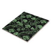 Carreau Modèle floral antique noir et vert (Côté)