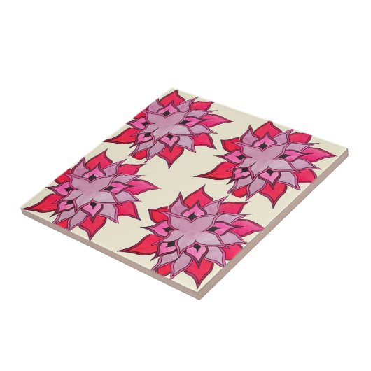 Carreau Modèle floral art rose (Côté)