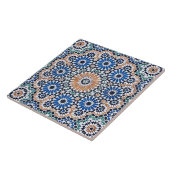 Carreau Modèle Floral bleu vintage marocain (Côté)