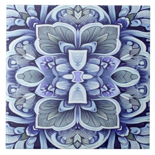 Carreau Modèle floral classique de couleur bleue moderne (Devant)