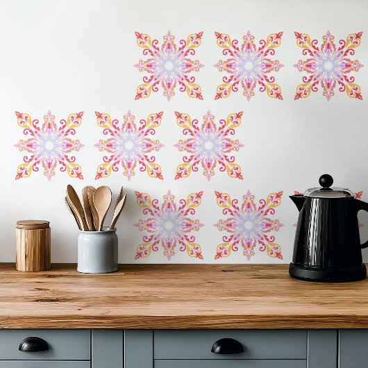 Carreau Modèle floral de Mandala coloré