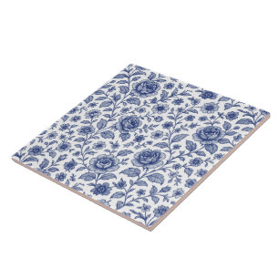 Carreau Modèle floral de roses bleues royales