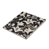 Carreau Modèle floral noir et blanc minimaliste (Côté)