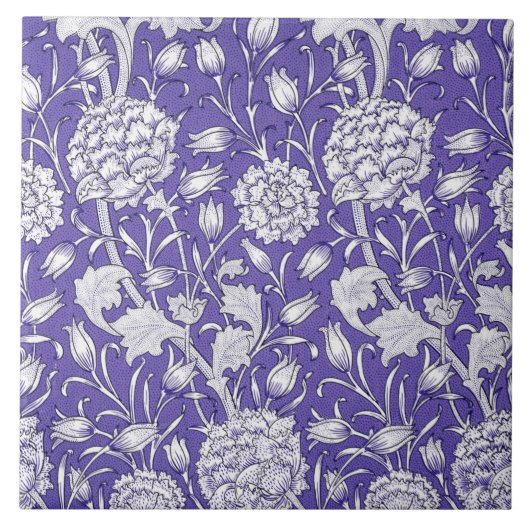 Carreau Modèle Floral Périwinkle vintage (Devant)