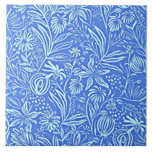 Carreau Modèle floral préféré en bleu