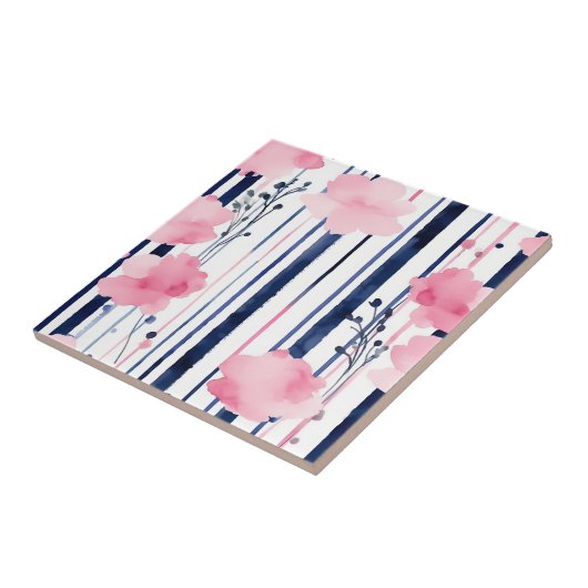 Carreau Modèle floral rayé moderne (Côté)