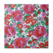 Carreau Modèle floral rose Rose (Devant)