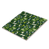 Carreau Modèle floral scandinave moderne vert foncé (Côté)