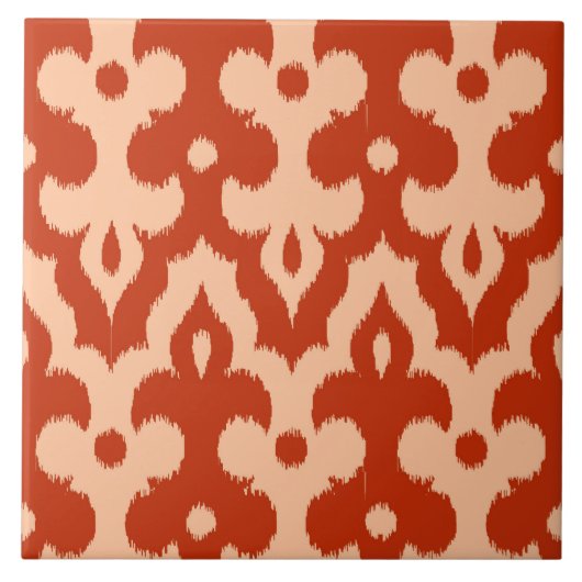 Carreau Modèle marocain Ikat Damask, Mandarin Orange (Devant)
