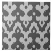 Carreau Modèle marocain Ikat Damask, nuances de gris (Devant)