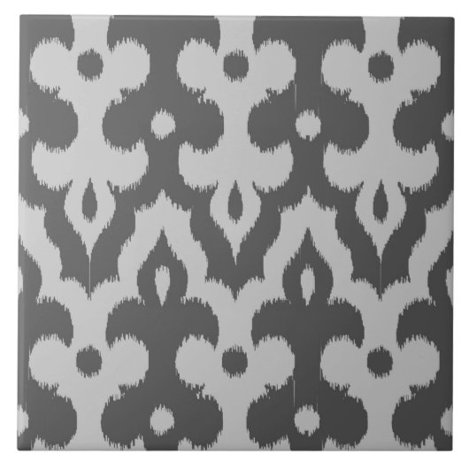 Carreau Modèle marocain Ikat Damask, nuances de gris (Devant)