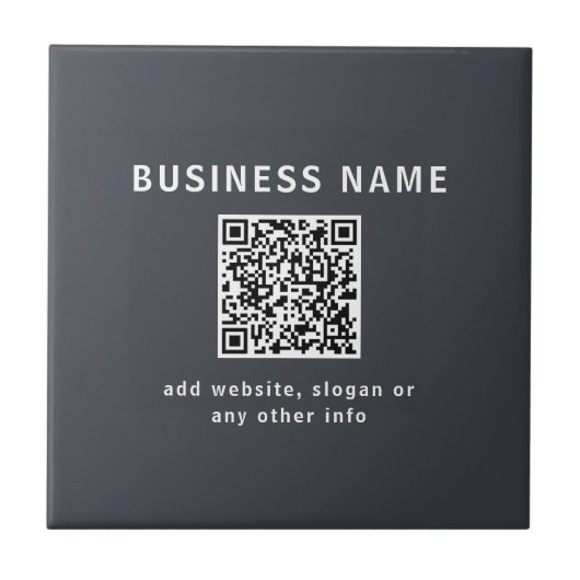 Carreau Modèle simple pour votre code QR | Gris charbon (Devant)