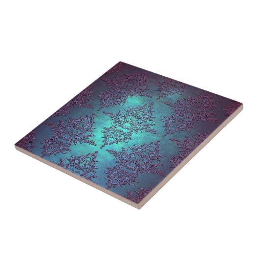 Carreau Modèle Turquoise à pourpre damassé (Côté)