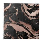 Carreau Modern Black Rose Gold Marble Pattern (Devant)