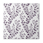 Carreau Modern Boho Floral Pattern Plum White (Devant)