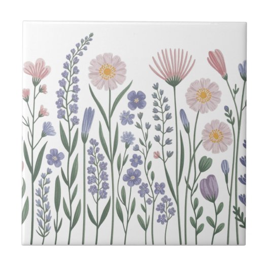 Carreau Modern elegant cute girly simple wildflowers (Devant)