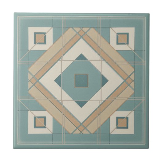 Carreau Modern Geometric Abstract Pat#15 Teal ID1192 (Devant)