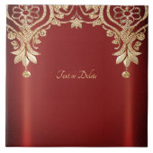 Carreau Modern Gold Red Floral Ceramic Tile (Devant)