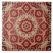 Carreau Modern Gold Red Floral Ceramic Tile (Devant)