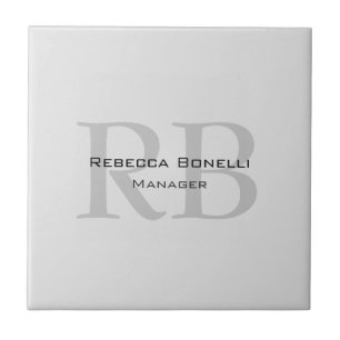 Carreau Modern Grey Monogram Manager Ajouter un nom Initia
