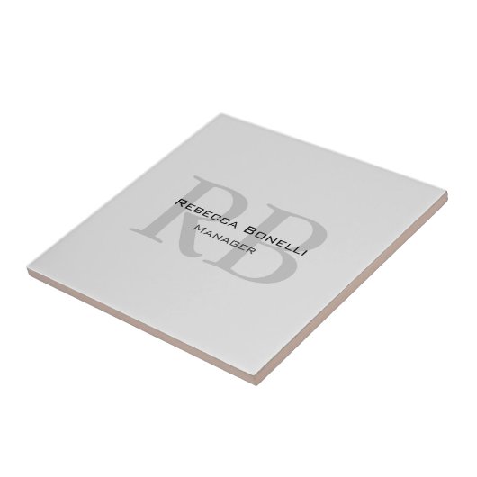 Carreau Modern Grey Monogram Manager Ajouter un nom Initia (Côté)