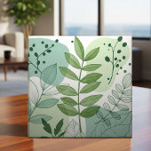 Carreau Modern Sage Green Botanical Leaf Pattern