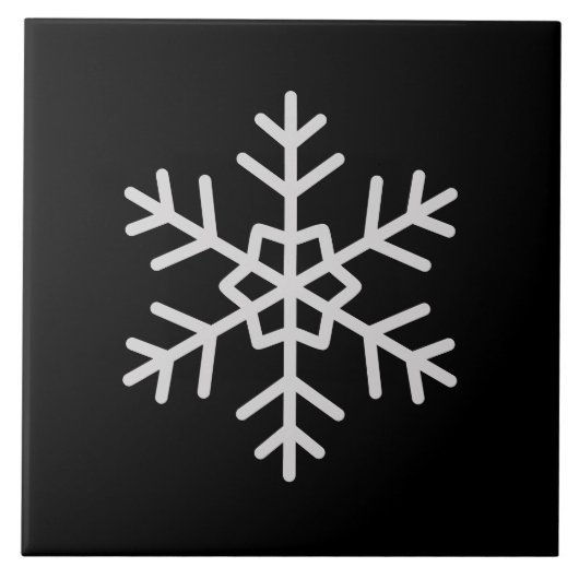 Carreau Modern Snowflake Accent Solid Black Tile Art (Devant)