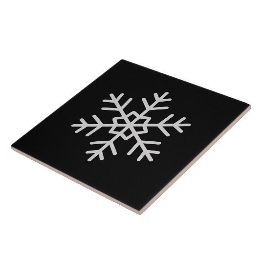 Carreau Modern Snowflake Accent Solid Black Tile Art (Côté)
