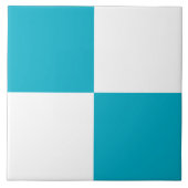 Carreau Modern Turquoise White Checkered Ceramic Tile (Devant)