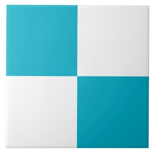Carreau Modern Turquoise White Checkered Ceramic Tile (Devant)