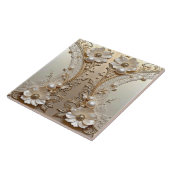 Carreau Modern White Flowers Pearls Ceramic Tile (Côté)