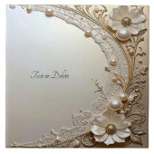 Carreau Modern White Flowers Pearls Ceramic Tile (Devant)