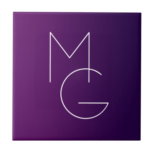 Carreau Moderne 2 Initiales | Ombre Subtile Violet Foncé (Devant)