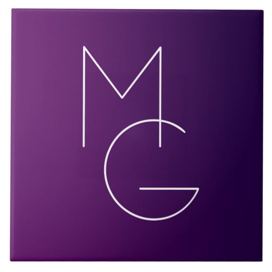 Carreau Moderne 2 Initiales | Ombre subtile violet profond (Devant)
