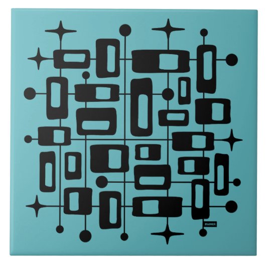 Carreau Moderne Atomique Abstrait du Milieu du Siècle (Devant)