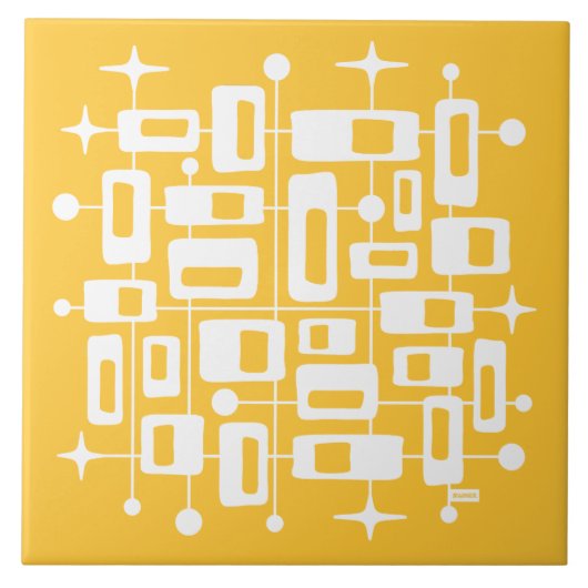 Carreau Moderne Atomique Abstrait du Milieu du Siècle (Devant)