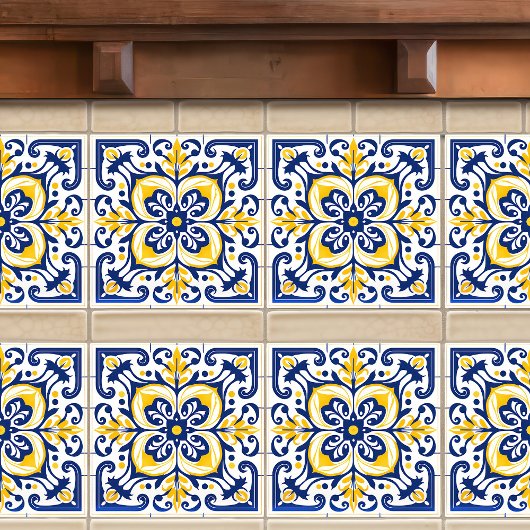 Carreau Moderne Azulejo Bleu Jaune Portugais Lisbonne