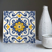 Carreau Moderne Azulejo Bleu Jaune Portugais Lisbonne