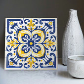 Carreau Moderne Azulejo Bleu Jaune Portugais Lisbonne