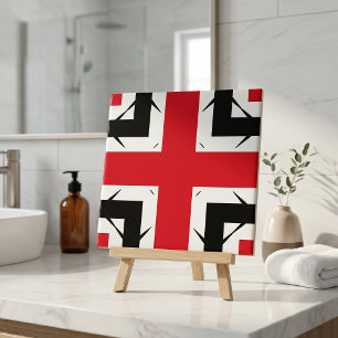 Carreau Moderne Croix Géométrique Abstraite Rouge Noir Bla