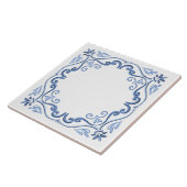 Carreau Moderne Elegant Dusty bleu et blanc (Côté)