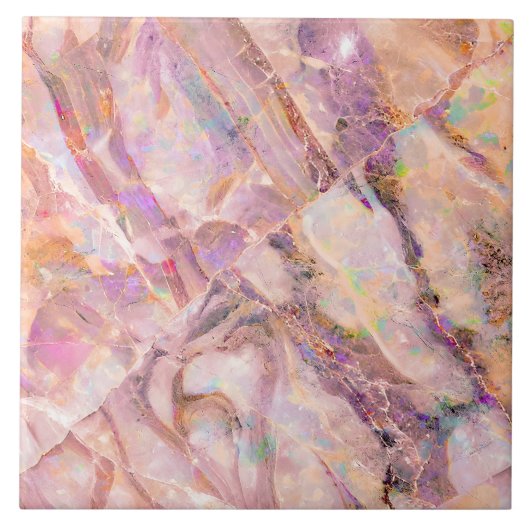 Carreau Moderne Élégant Simple Marbre Clair Rose (Devant)